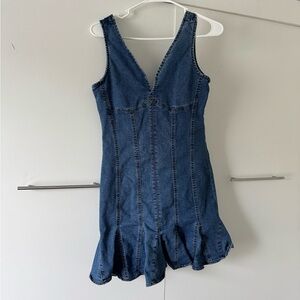 Fitted Denim Sleeveless Dress ruffles western festival country